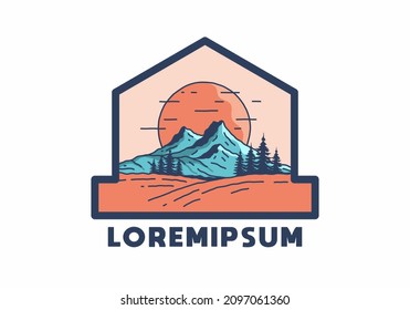 Mountain and the big sun illustration design