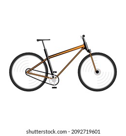 Mountain bike. Active way of life. Bicycle for travel on difficult terrain. Vector illustration on a white background