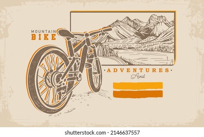 Mountain Bike Adventure Banner Silhouette Illustration