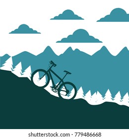 mountain bike ascending silhouette landscape