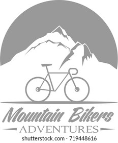 Mountain bike with mountain as background, vector illustration