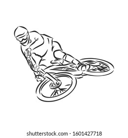 Mountain bike, bicycle biker, vector sketch illustration 