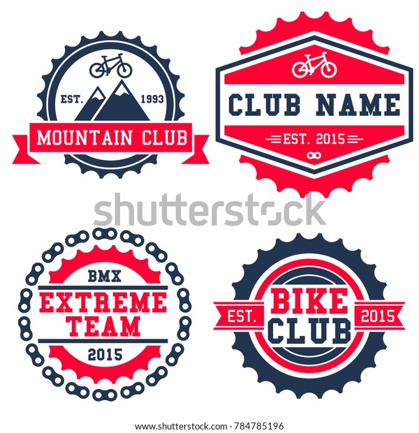 Mountain Bike Club Logo Set Isolated Stock Vector Royalty Free