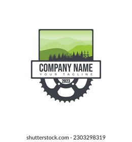 Mountain Bike Community Logo. Extreme mountain bike logo design gear mountain concept for the bicycle community