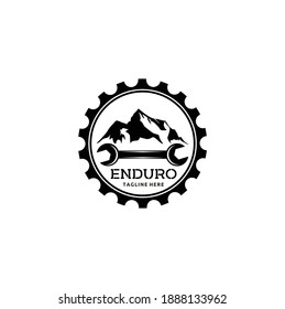 Mountain Bike Cycle Enduro Logo Design Isolated Inside Gear