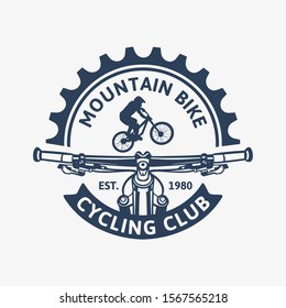 Mountain bike cycling club vintage logo template illustration