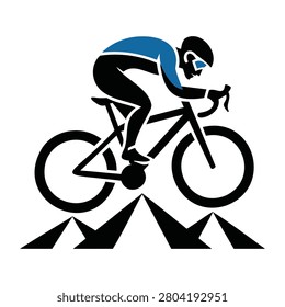 Mountain Bike Cyclist Jumping Over Mountain Peaks Icon