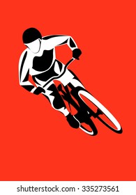 Mountain bike dirt rider competition track background vector illustration 