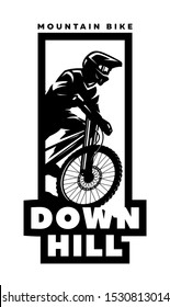 Mountain bike, downhill. Banner, t-shirt print design.