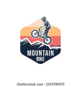 Mountain bike downhill bicycle logo design template