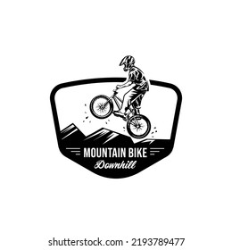 Mountain bike downhill bicycle logo design template