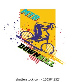 Mountain Bike downhill colorful poster