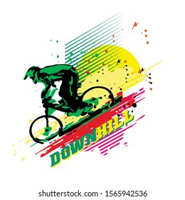 Mountain Bike downhill colorful poster