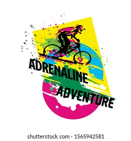 Mountain Bike downhill colorful poster