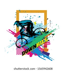 Mountain Bike downhill colorful poster