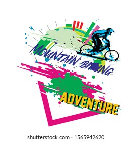 Mountain Bike downhill colorful poster