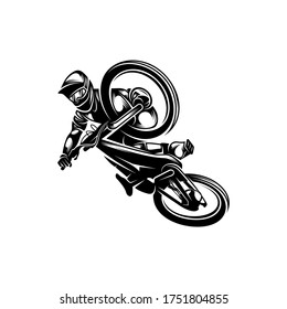 Mountain bike downhill logo vector illustration, Downhill players Silhouette design