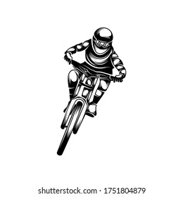 Mountain bike downhill logo vector illustration, Downhill players Silhouette design