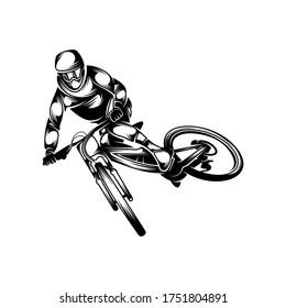 Mountain bike downhill logo vector illustration, Downhill players Silhouette design