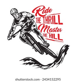 Mountain bike downhill race extreme sport vector illustration, perfect for t shirt design