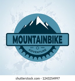 Mountain bike gear, vintage and modern vector logo, badge, label and design elements.