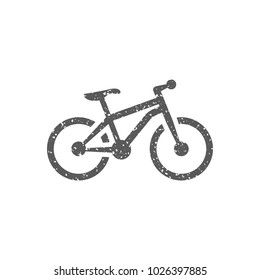 Mountain bike icon in grunge texture. Vintage style vector illustration.