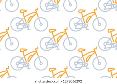 Mountain bike icon in line style isolated on white background.  Seamless pattern stock vector illustration
