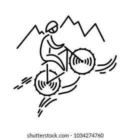 Mountain bike icon vector. Cycling. Bicycle. Thin line icon.