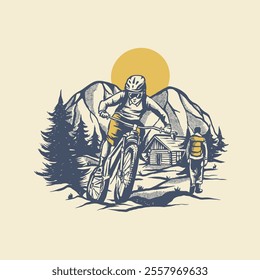 a mountain bike, mountain bike illustration