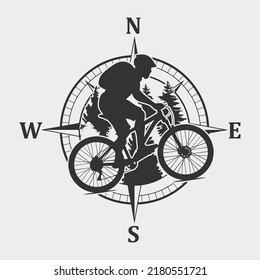 Mountain Bike Illustration Clip Art Design Shape. MTB Compass Silhouette Icon Vector.