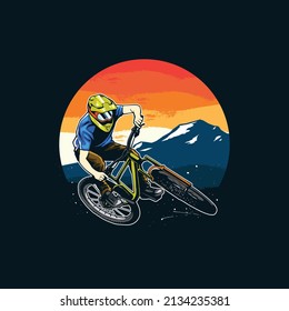 mountain bike illustration for t-shirt design