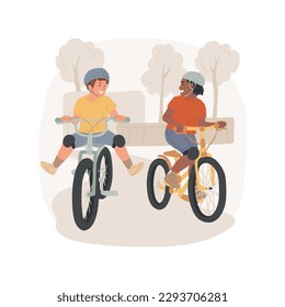 Mountain bike isolated cartoon vector illustration  Leisure time and mountain bike  boys hanging out at park  teenage friends doing sport  active guys in motion  extreme spirit vector cartoon 
