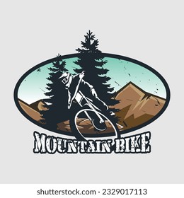 Mountain Bike Logo, Colorful Mountain Bike Emblem