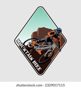Mountain Bike Logo, Colorful Mountain Bike Emblem