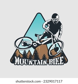 Mountain Bike Logo, Colorful Mountain Bike Emblem