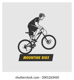 Logo de la bicicleta de montaña. Silhouette vectorial ciclista delineada.