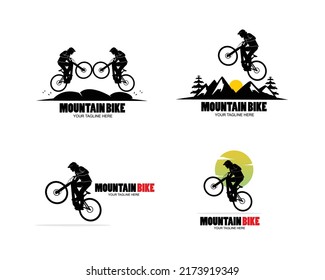 Mountain Bike Logo Silhouette Collection Set Stock Vector (Royalty Free ...