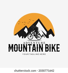 Mountain Bike Logo Silhouette Illustration Cyclist Stock Vector ...