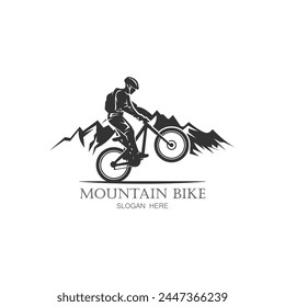 Mountain bike logo, mountain bike sport logo design template freestyle