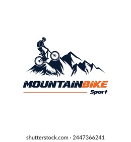 Mountain bike logo, mountain bike sport logo design template freestyle