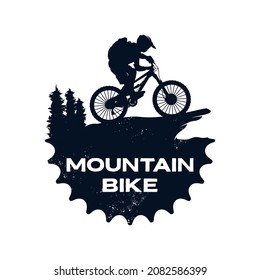 Mountain bike logo template gear and cyclist