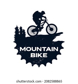 Mountain bike logo template gear and cyclist