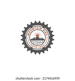 mountain bike logo template vector, icon in white background