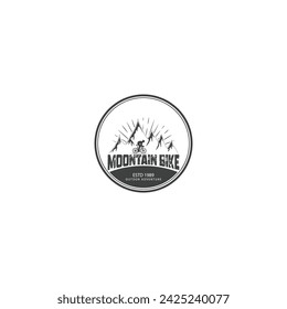 mountain bike logo with mountain vector background