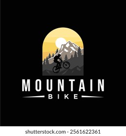 Mountain bike logo vector. Mountain icon vector design illustration. Downhill logo sport