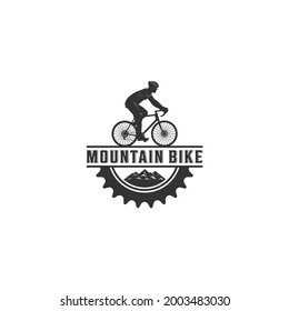 Mountain bike logo. Vector illustration in white background