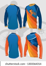 Mountain bike long sleeve jersey vector template