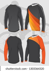 Mountain bike long sleeve jersey vector template