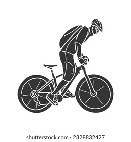 Mountain Bike Man Icon Silhouette Illustration. Bicycle Vector Graphic Pictogram Symbol Clip Art. Doodle Sketch Black Sign.