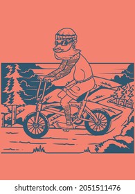 mountain bike old man tattoo print